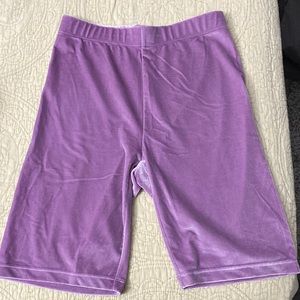 Velour biker shorts in purple! Size Medium!